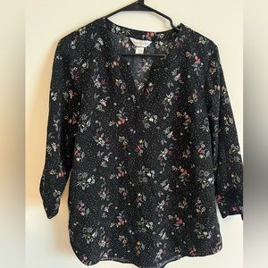 Christopher & Banks Polka Dot Floral Blouse Size Medium